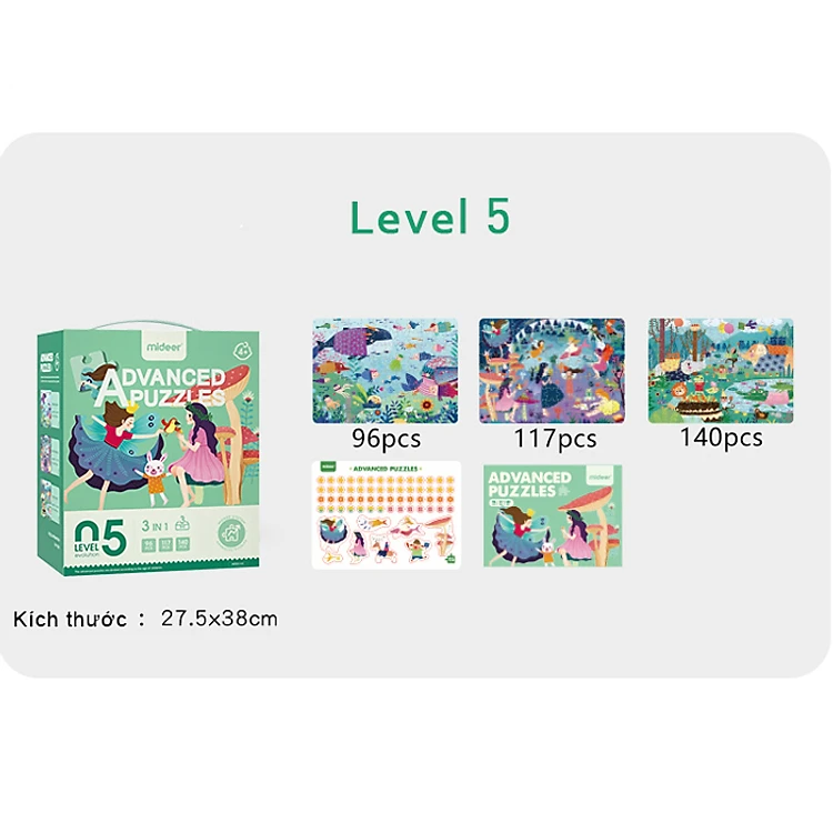 Đồ Chơi Xếp Hình 7 cấp độ Mideer puzzles Level Up Đồ Chơi Tư Duy Cho bé - Level 5 Dream World - MD3107
